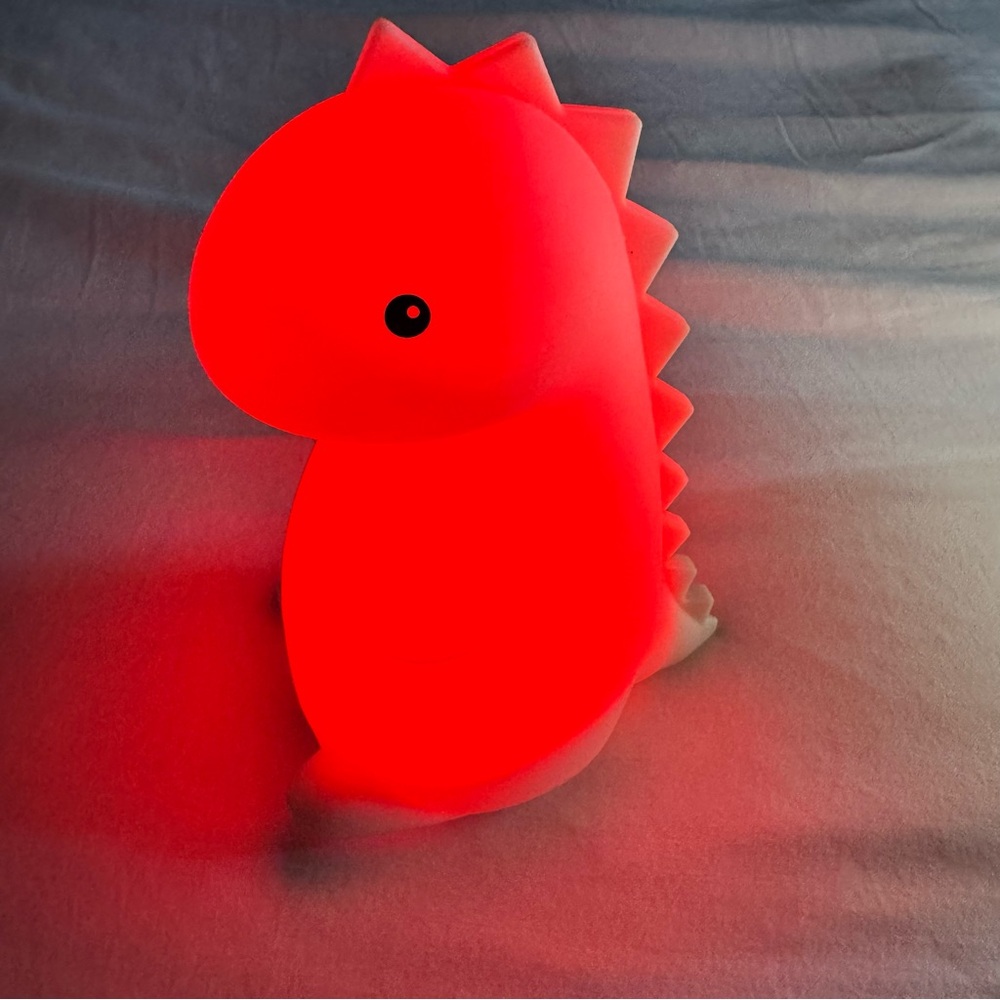 Tommy T-Rex Dinosaur White Multicolor LED Rechargeable Silicone Night Light - Picture 7 of 10